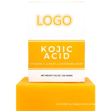Etiqueta privada personalizada para aclarar la piel, jabón blanqueador, jabón anaranjado de vitamina C con ácido kójico